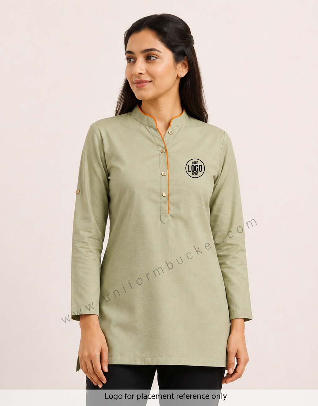 Sage green short Female kurti with full sleeve