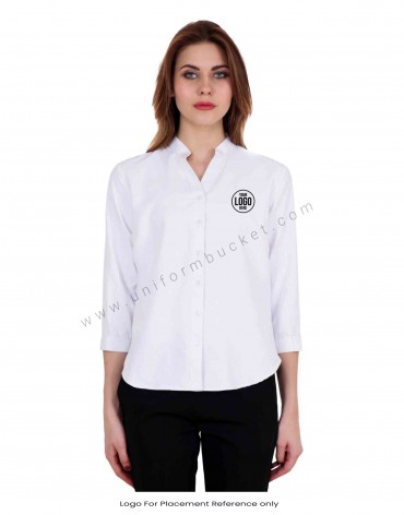 Band Collar White Shirt view 1