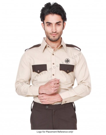 Beige & Brown Security Guard Shirt For Men view 1