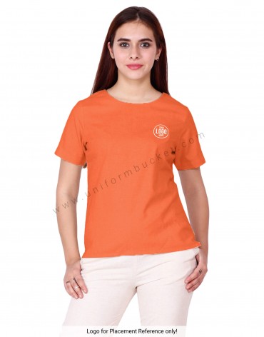 Half Sleeves Round Neck Orange Top view 1