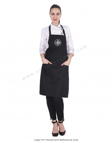 Knee Length Black Bib Apron view 1