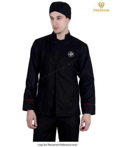 Classic Chef Coat With Pin Tucks and Red Trims view 1