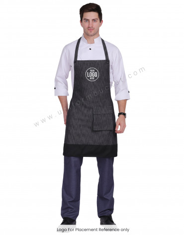 Black Denim Apron With Box Pocket view 1
