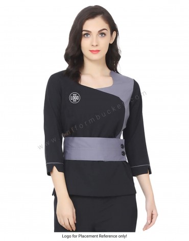 Broad Belted Grey Black Top view 1