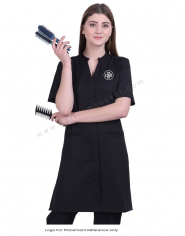 Black Long Tunic Dress With Front Pockets view 1