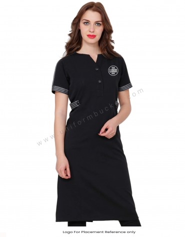 Black Long Tunic With Zebra Pattern view 1