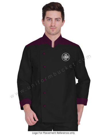 Black & Magenta  designer Chef Coat view 1