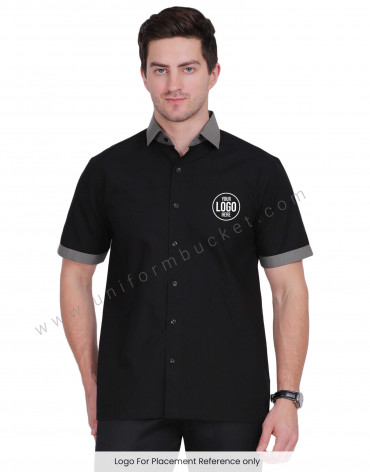 Black Male Shirt With Xanadu Grey Collar view 1