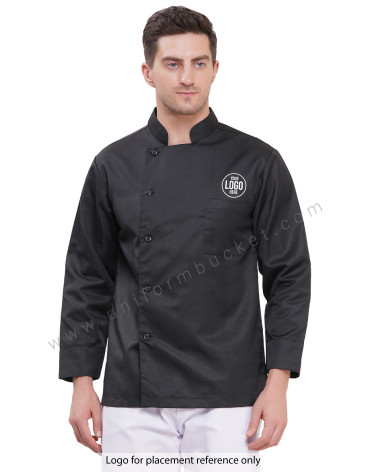BLACK PLAIN CHEF COAT FULL SLEEVE view 1