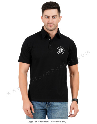 Black polo T-shirt view 1
