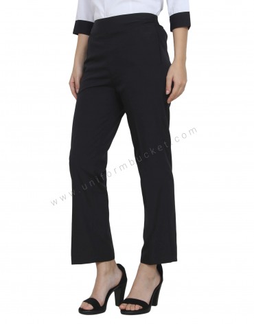 Black Polyester Elastic Trouser view 1