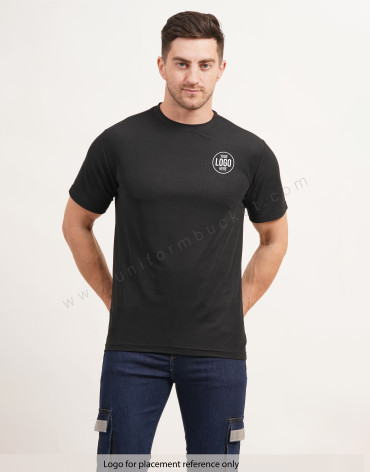 Black Round Neck Plain  T-shirt with Half Sleeve view 1