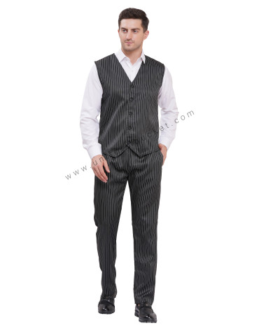 black & white line vest coat for male view 1