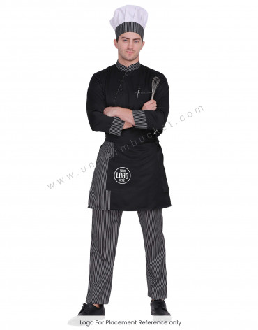 Black Zebra stripes bistro Apron view 1