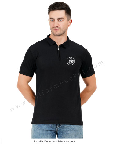 Black zipper polo T-shirt view 1