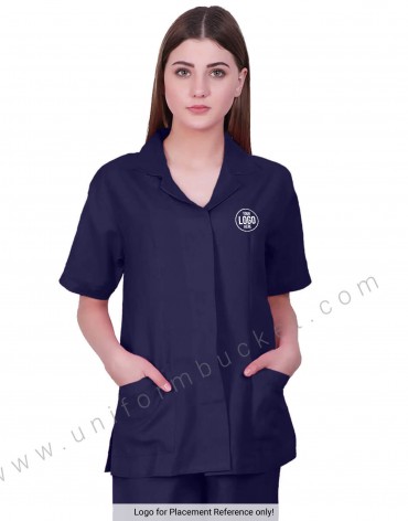 Notched Collar Indigo tunic view 1