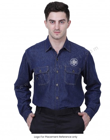 Dark Blue Denim Shirt view 1