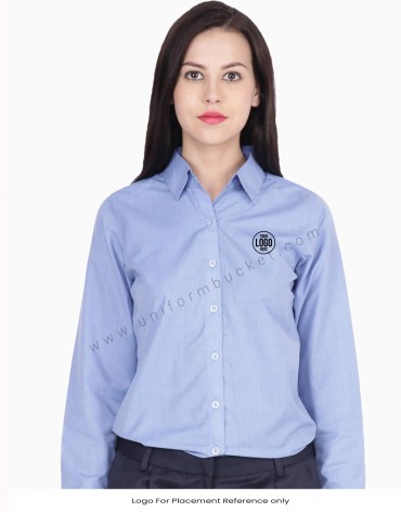 Blue Fil a Fil Uniform Shirt For Women view 1