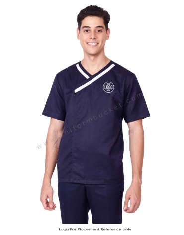 V Neck Crossover Blue Tunic view 1