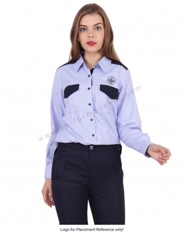 Blue & Navy Blue Security Guard Shirt For Female view 1