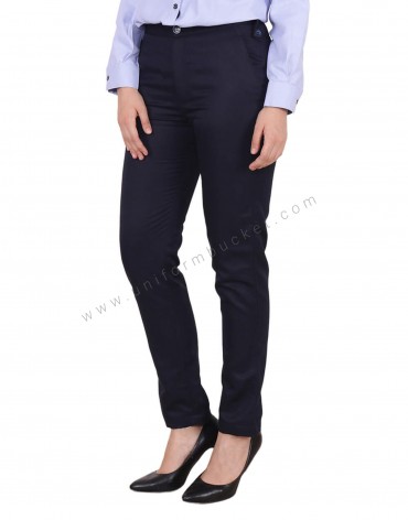 Fitted Navy Blue Trousers view 1