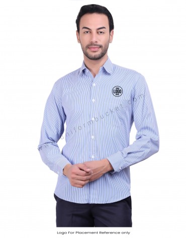 Blue Stripe Button Down Formal Shirt view 1