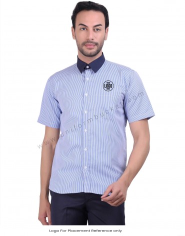 Blue Stripe Half Sleeve Shirt view 1