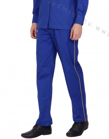 Blue Trouser With Side Yellow Piping view 1