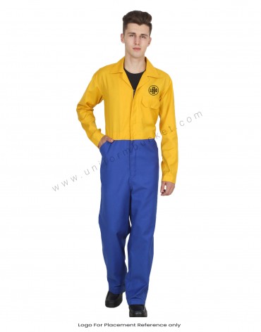 Hidden Zip Blue And Yellow Coverall view 1