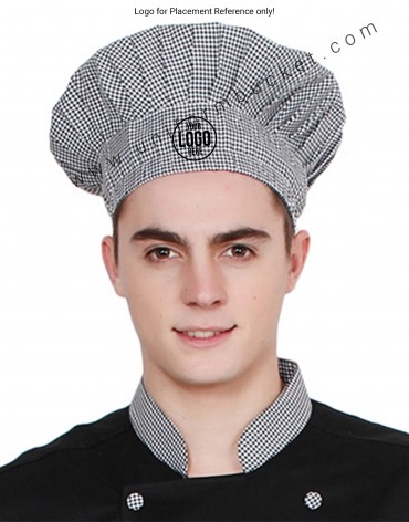 Chef Skull Cap in Check Fabric view 1