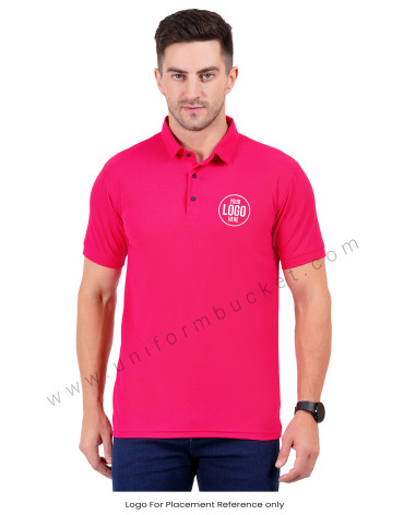 Classic fuchsia polo T-shirt view 1