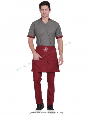 CLASSIC MAROON APRON WITH FLAP POCKET view 1