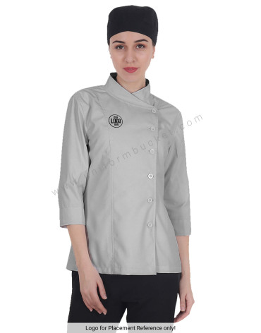 Crossover Side Opening Grey Chef Coat view 1