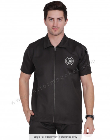 Dark Timber Green Shirt  With Front Zip view 1