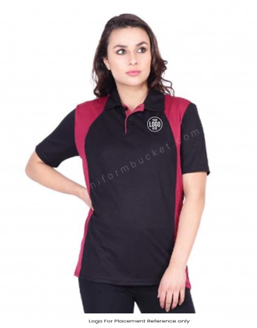 Black & Maroon Dry Fit Polo T shirt view 1