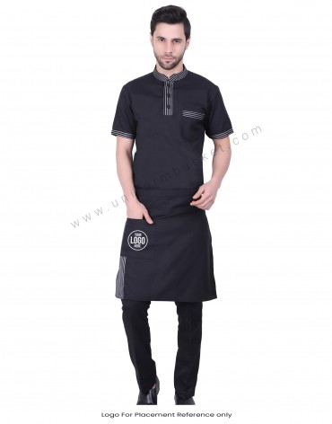 Bistro Black Apron With Zebra Pattern view 1