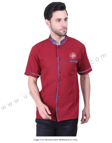 Elegant Maroon Shirt With Colorful trims view 1