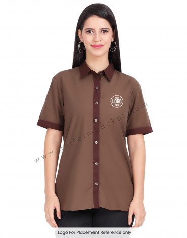 FEMALE SHIRT DARK BROWN PLACKET view 1