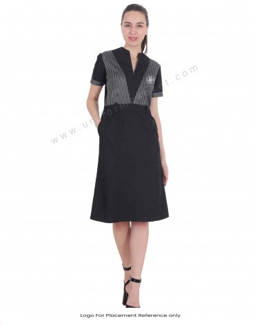 Formal Black Stylish Dress With Zebra Pattern view 1