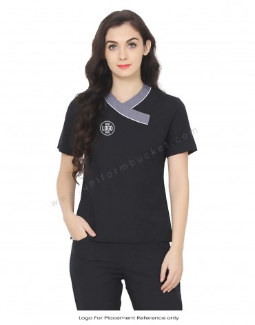 Overlap Neck Top With Invisible Back Zip view 1