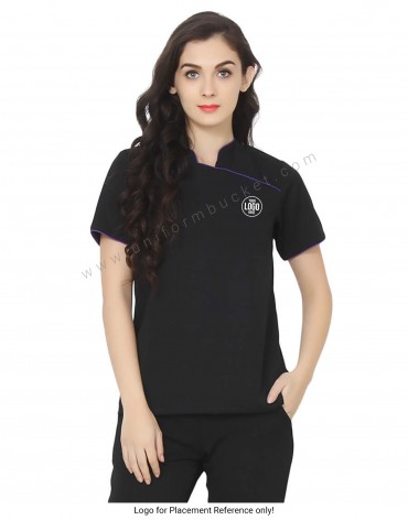 Formal Cross Neck Top With Purple Trims view 1