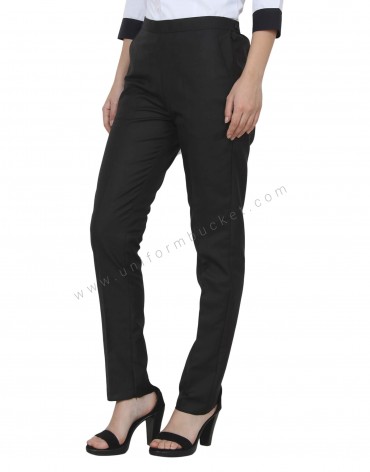 Trouser Black with Adjuster and Elastic at Back view 1