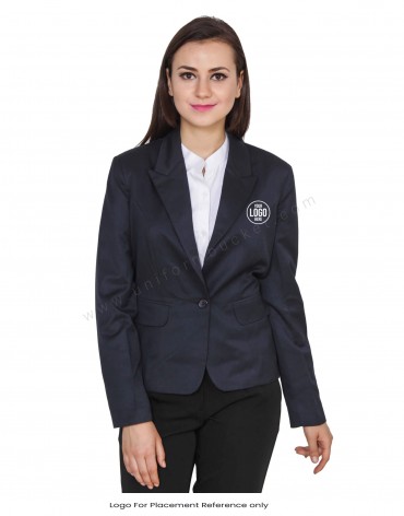 Navy Blue Single Button Blazer view 1