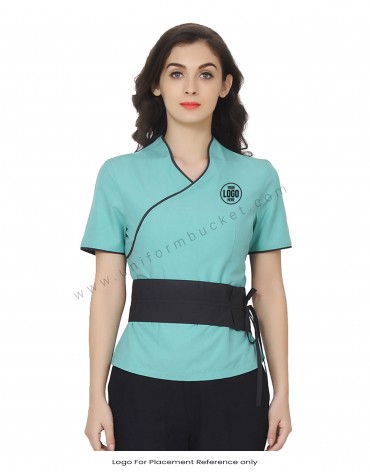 Sea Green Top With Broad String Belt view 1