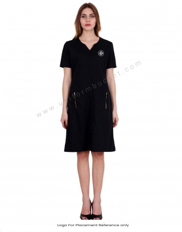 Sweetheart Neck Dress With Slash Zip Pockets view 1