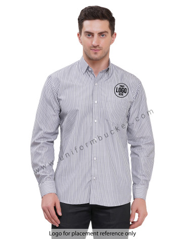 grey Lining male shirt with full sleeve one chest pocket view 1