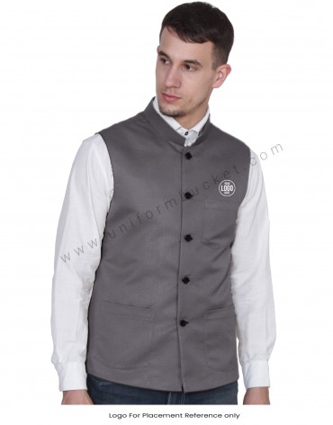 Grey Nehru Jacket For Men view 1