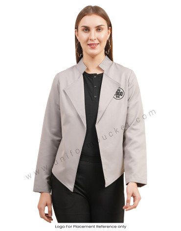 Grey Shawl Collar Workwear Female Blazer view 1