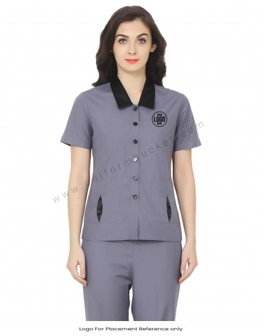 Formal Grey Tunic With Patch pockets view 1