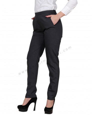 Grey Worsted Trouser with Back Elastic view 1